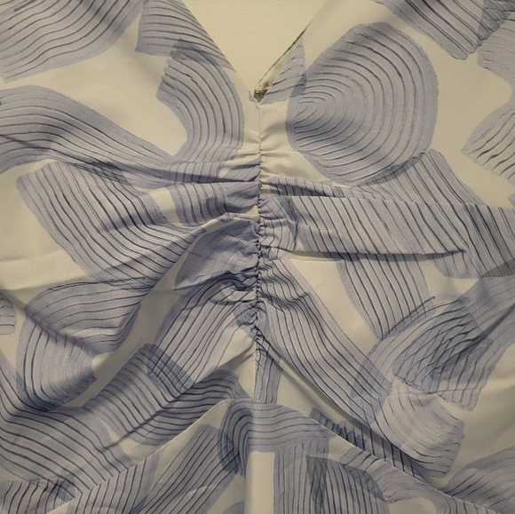 Club Monaco Printed Rouched Front Dress Size 8 Blue & White - Picture 5 of 13